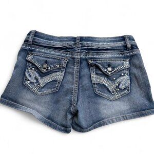 Y2K vintage denim rhinestone mini shorts women's 9/10 grunge 2000s